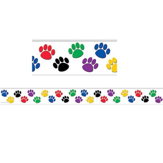 Teacher Created Resources Multicolor Paw Print Straight Borders, 210ft.